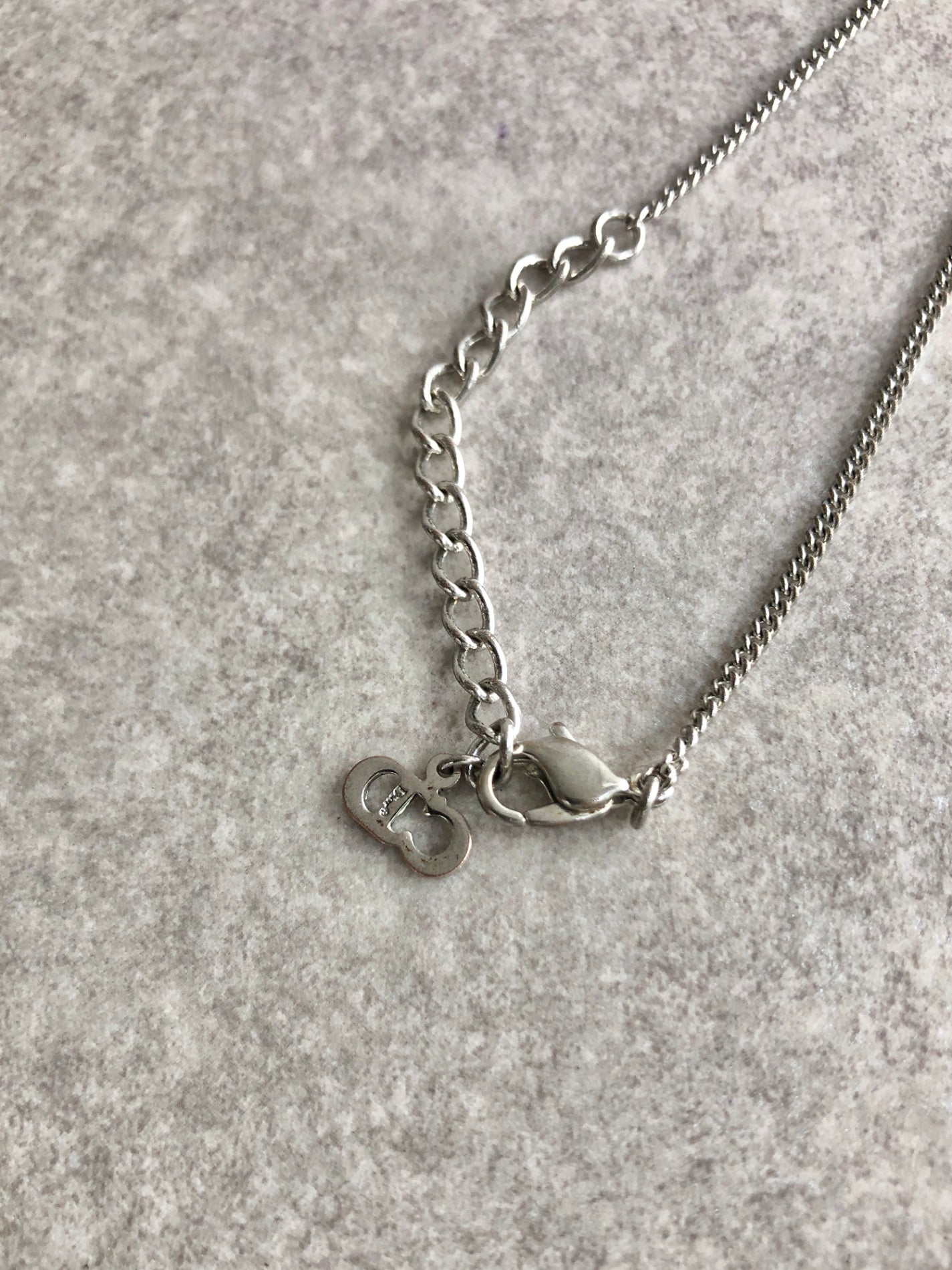 Christian Dior Logo Motif Rhinestone Necklace Silver Vintage zm2rcu