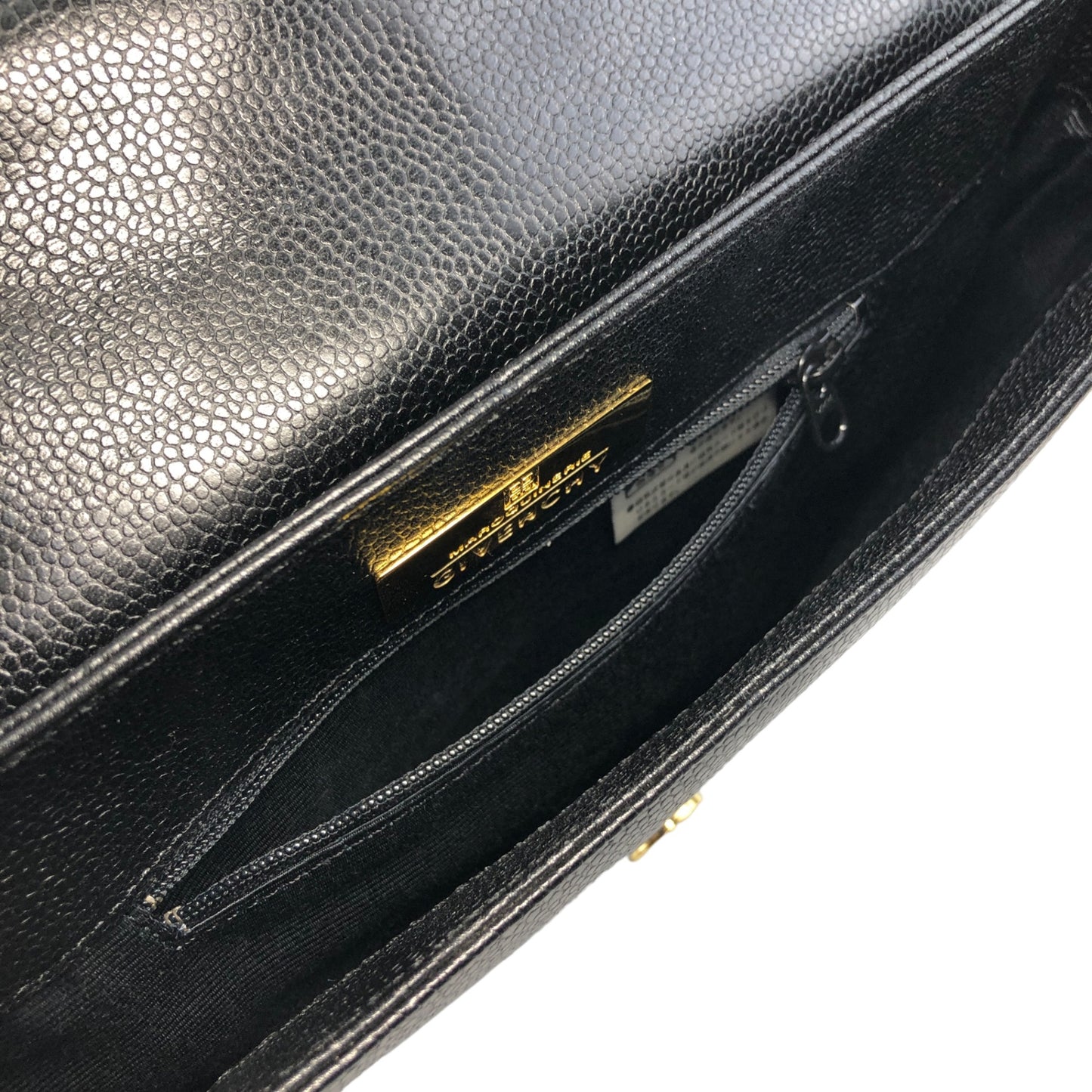 GIVENCHY Logo Leather Shoulder bag Black Vintage 55ya3s