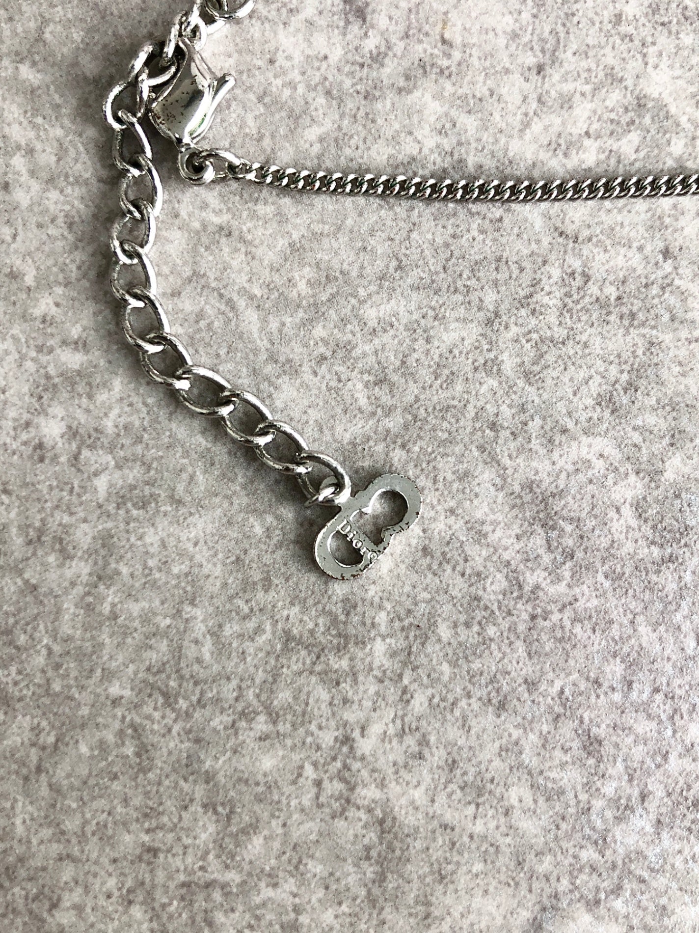 Christian Dior Logo Motif Necklace Silver Vintage m2w873