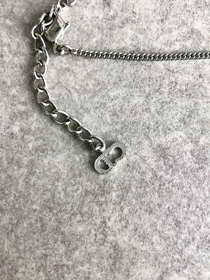 Christian Dior Logo Motif Necklace Silver Vintage m2w873