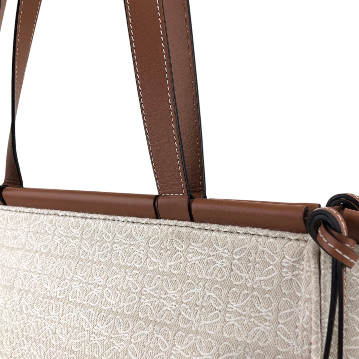 LOEWE Logo Handbag Totebag Beige×Brown Vintage 3yst46