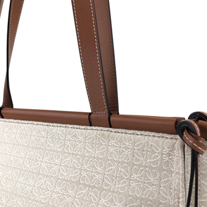 LOEWE Logo Handbag Totebag Beige×Brown Vintage 3yst46