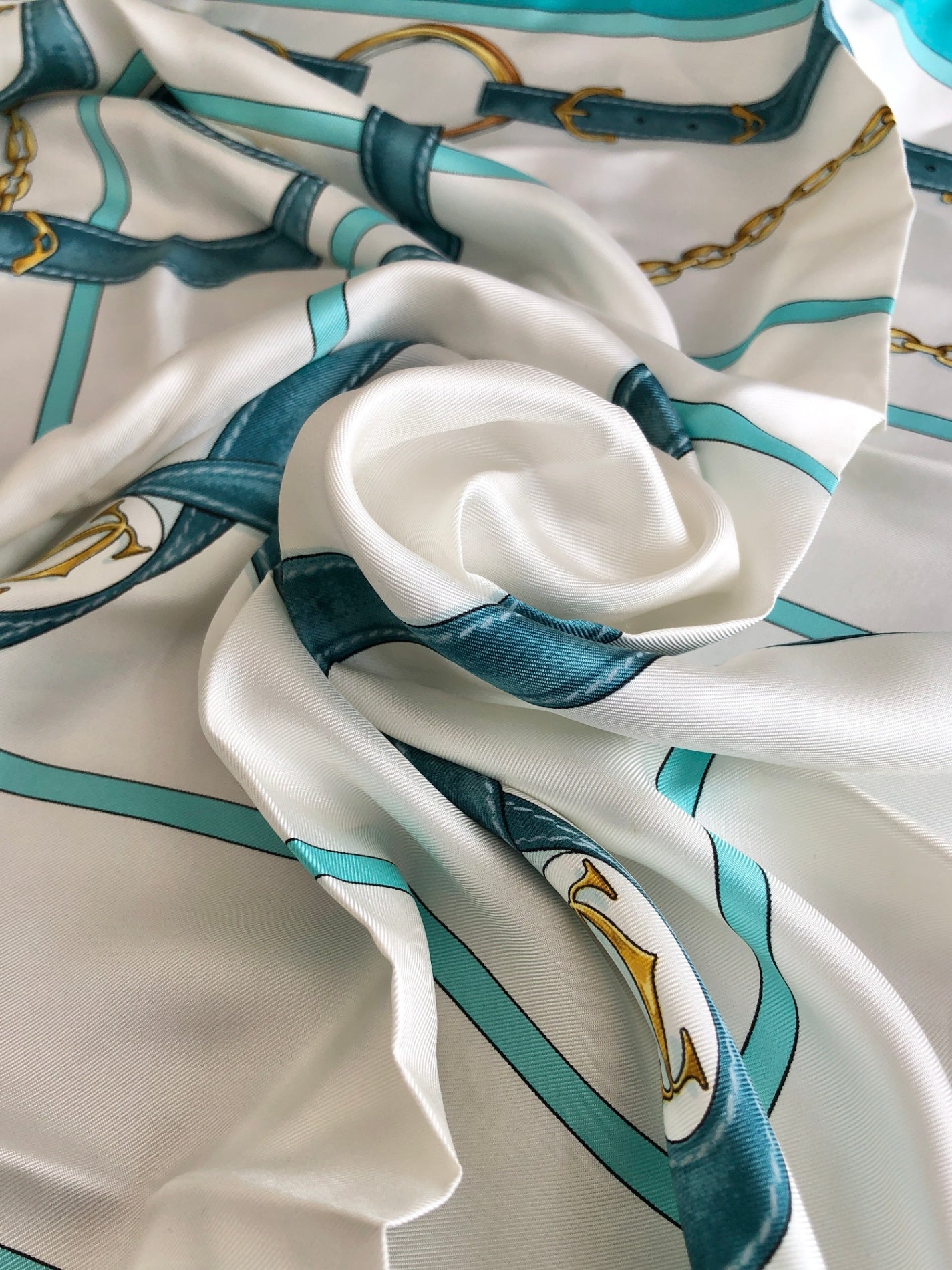 Cartier Silk Scarf White×Blue Vintage v2jmna