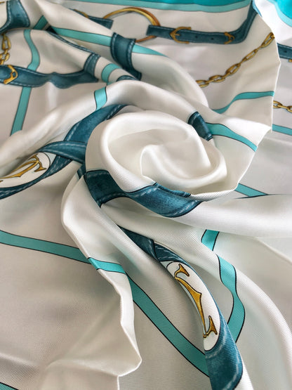 Cartier Silk Scarf White×Blue Vintage v2jmna