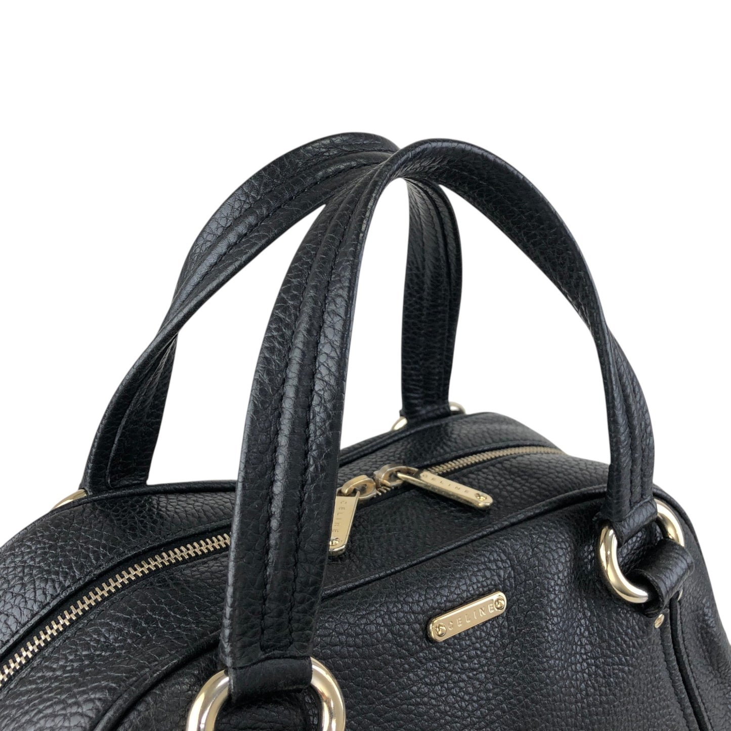 CELINE Logo Small Boston bag Handbag Black Vintage fr3ikk