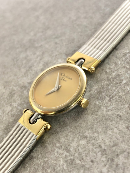 Christian Dior Quartz Watch Silver×Gold 3025 Vintage 7nep8k