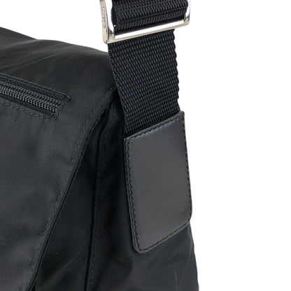 PRADA Tessuto Triangle Logo Front Buckle Shoulder bag Black Vintage 6dj6hu