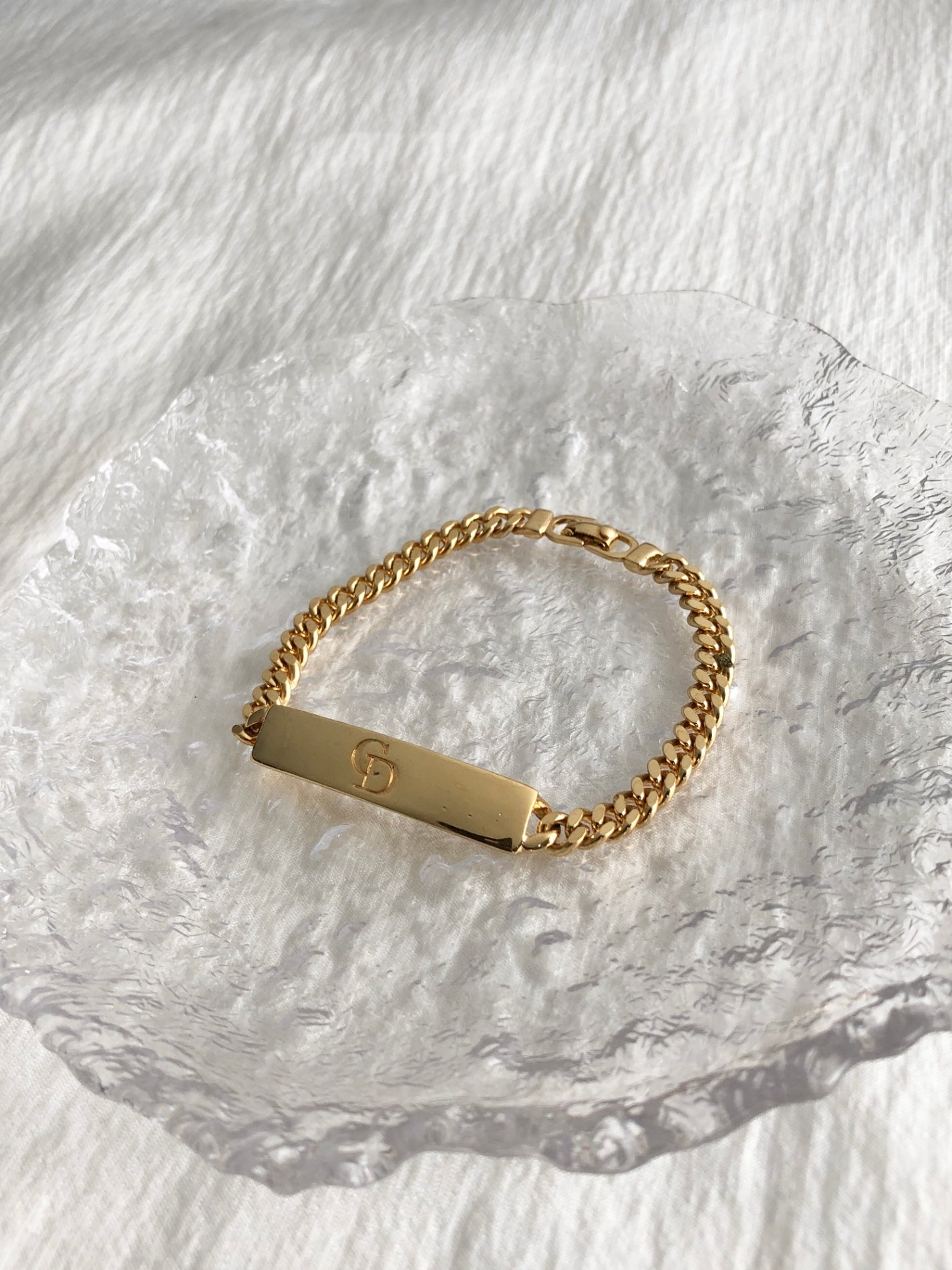 Christian Dior Logo Motif  Bracelet Gold Vintage pmj4s6