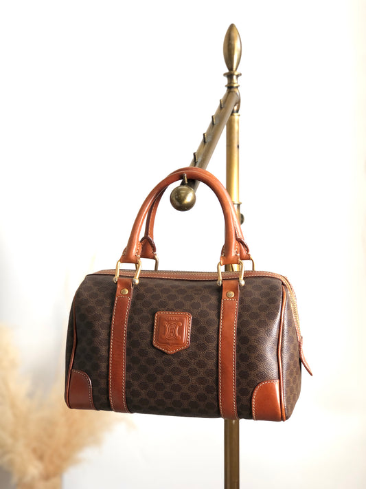 CELINE Macadam Blason Handbag Brown Vintage xiw3ui