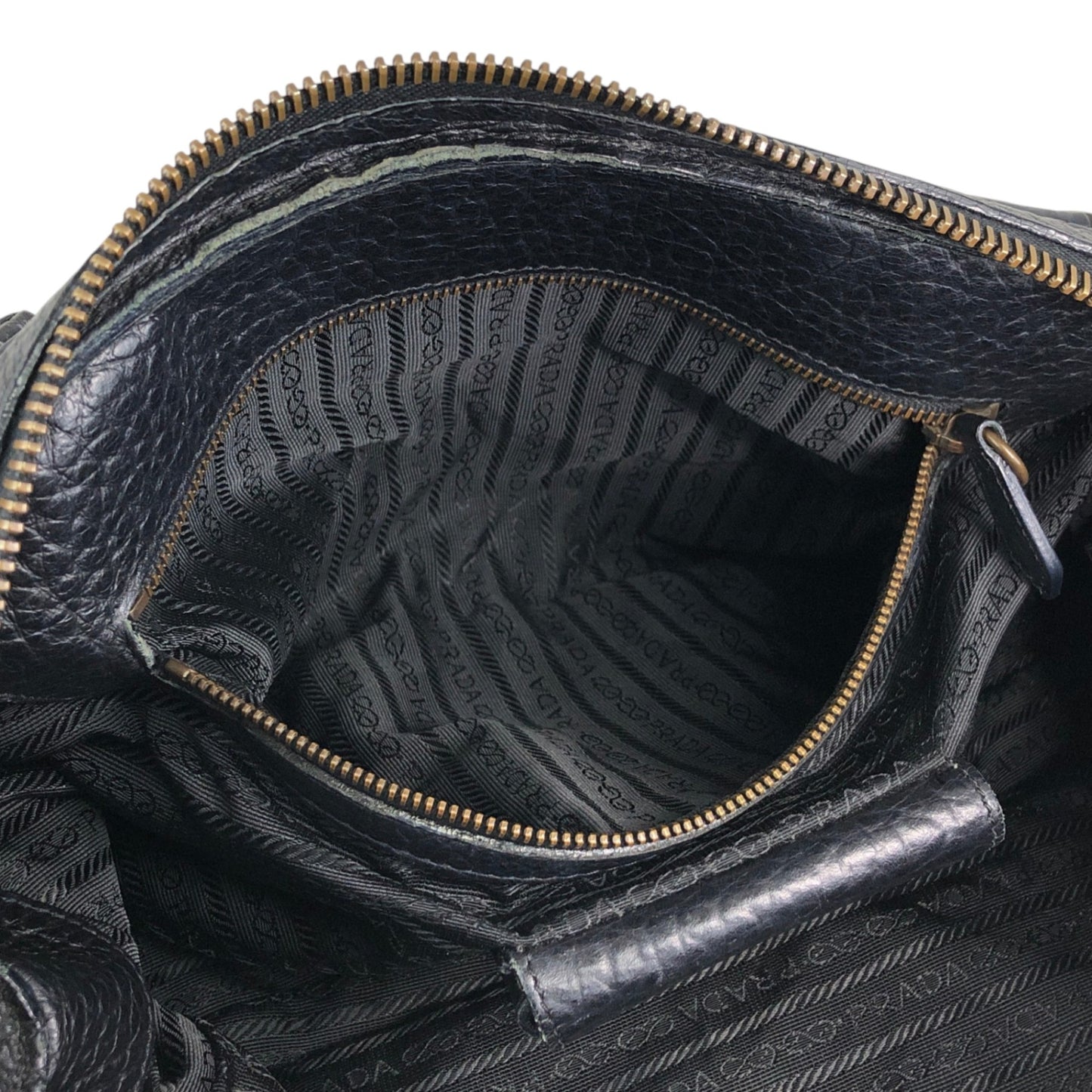 PRADA Triangle Logo Front Pocket Totebag Black Vintage 8vzd5r