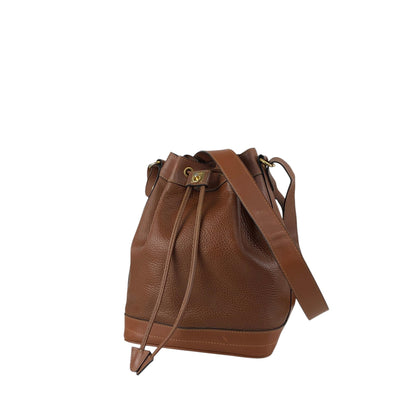 CELINE Gancini Drawstring Shoulder bag Brown Vintage 4uzkb3