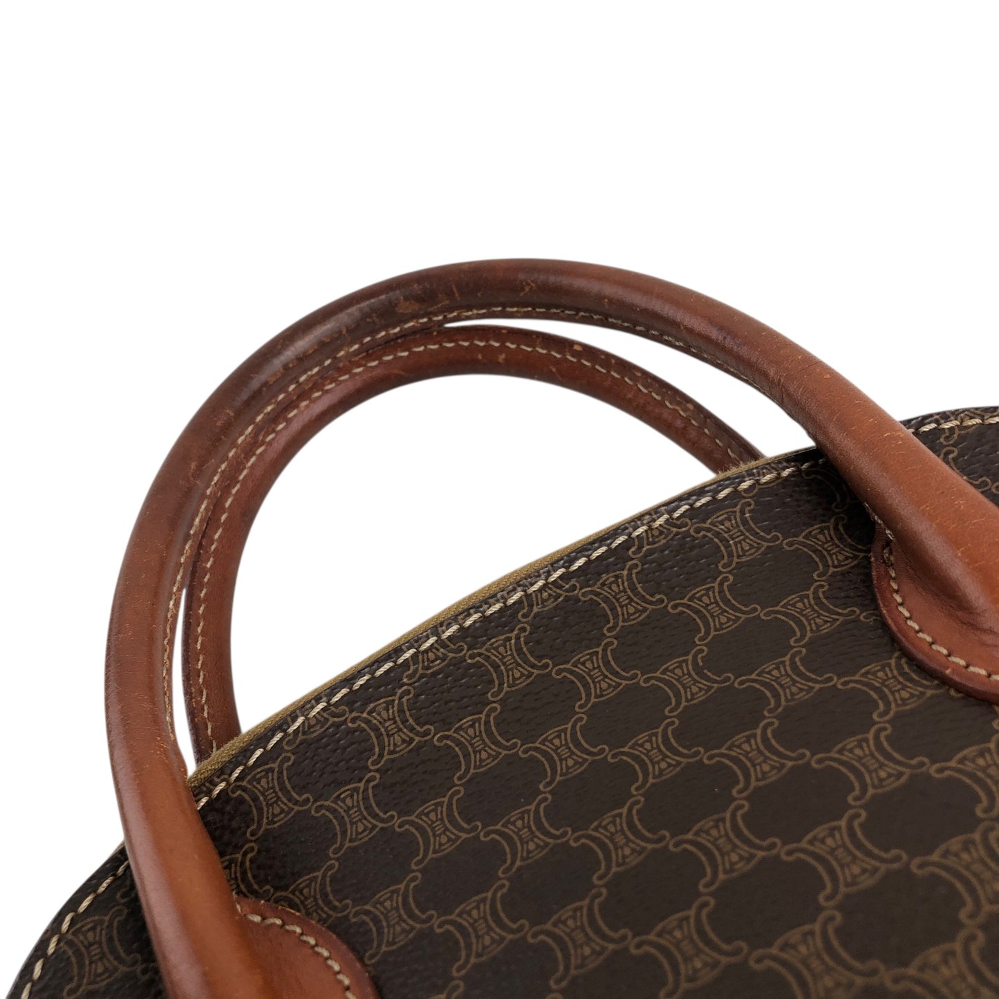 CELINE Macadam Two-way Small Handbag Shoulder bag Brown Vintage mmpyfi