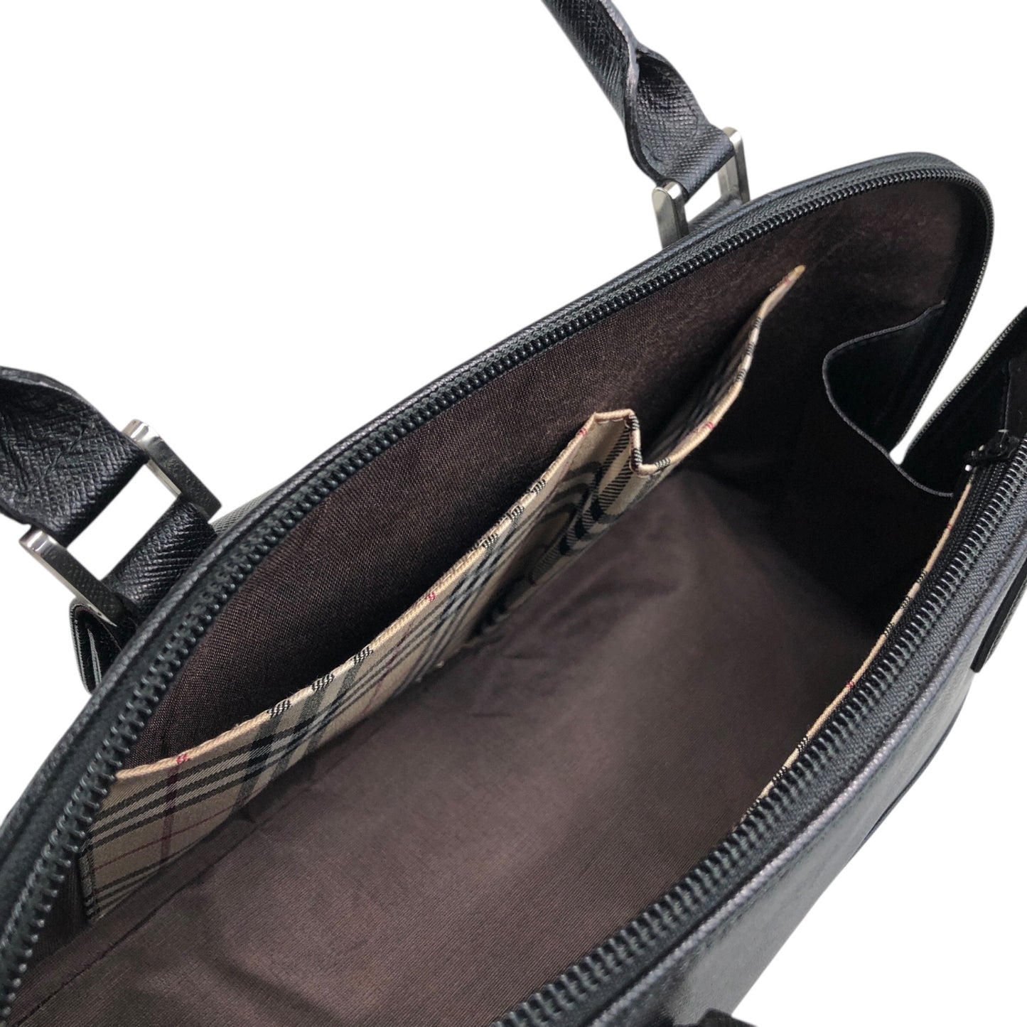 BURBERRY Front Pocket Handbag Black Vintage h2h7ny