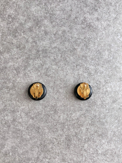 CHANEL Coco Mark Earrings Black Vintage gc3i2m