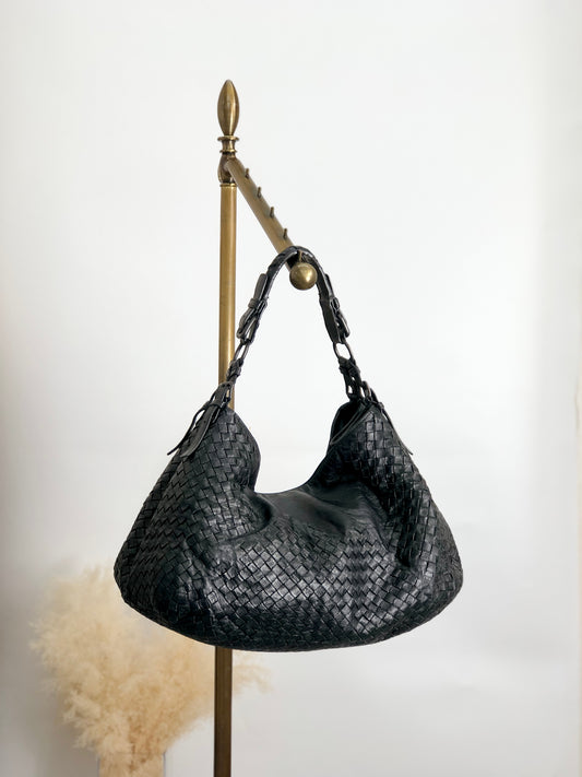 Bottega Veneta Intrecciato Shoulder bag Black Vintage 7fgs3j