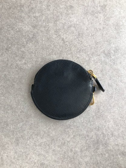 PRADA Logo Coin Purse Black Vintage khyxfk