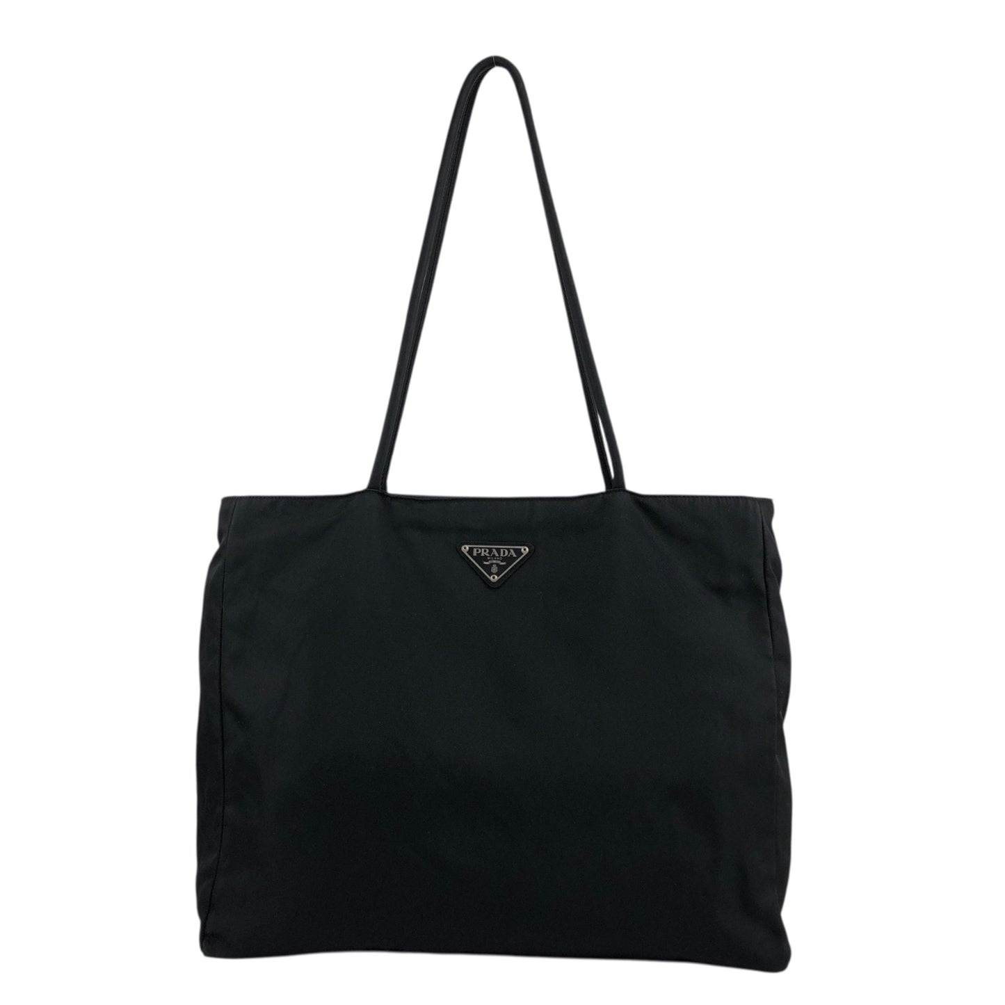PRADA Tessuto Triangle Logo Totebag Black Vintage rsxruc