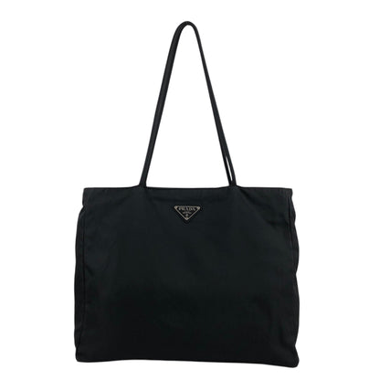 PRADA Tessuto Triangle Logo Totebag Black Vintage rsxruc