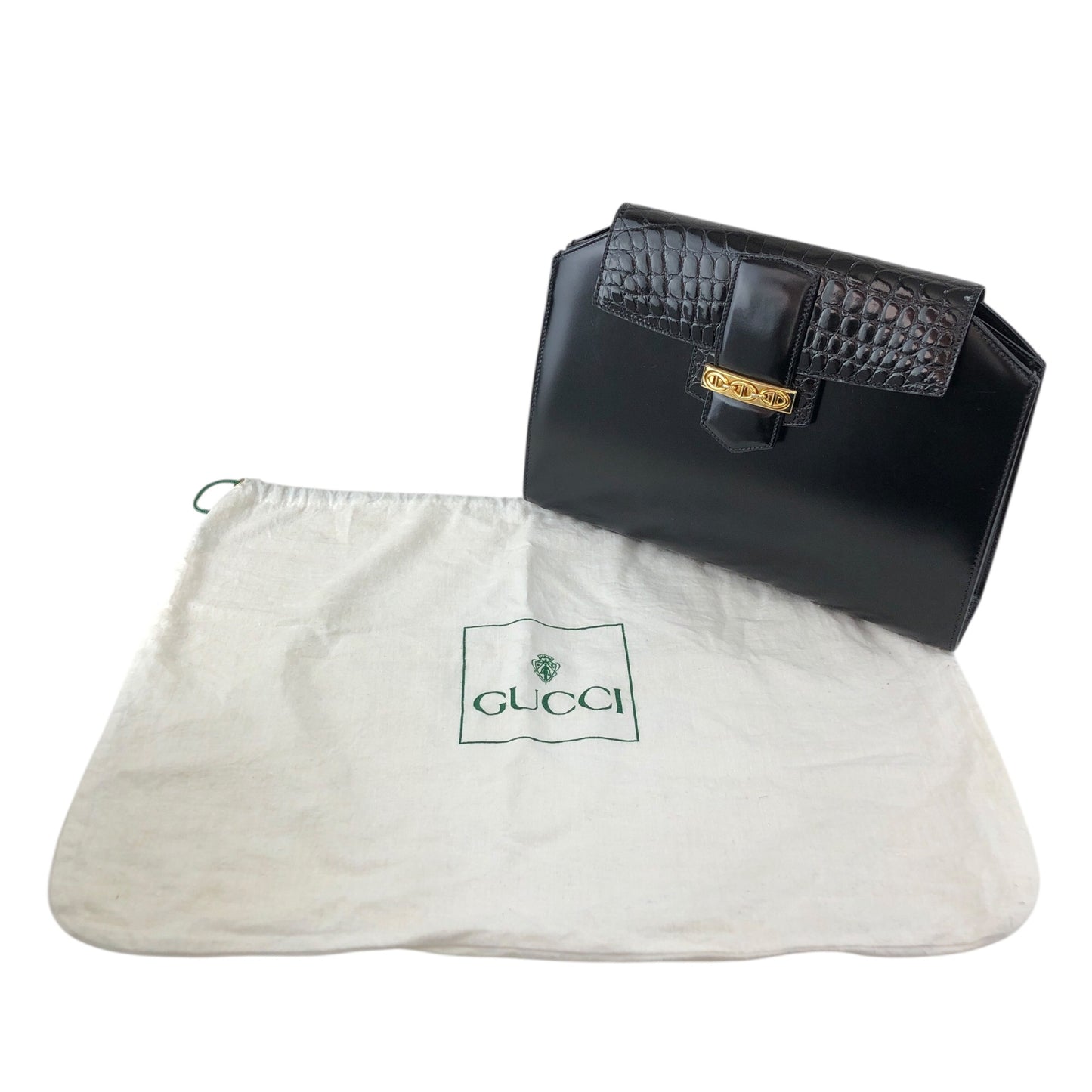 GUCCI Horse Bit Clutch bag Black Vintage x3kdug