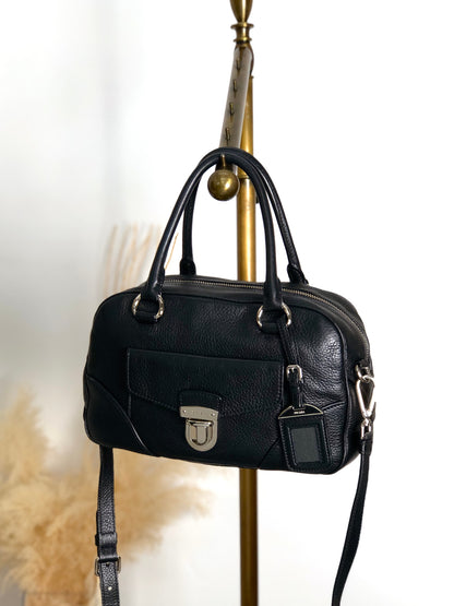 PRADA Logo Two-way Small Boston bag Shoulder bag Black Vintage 6yvxeb
