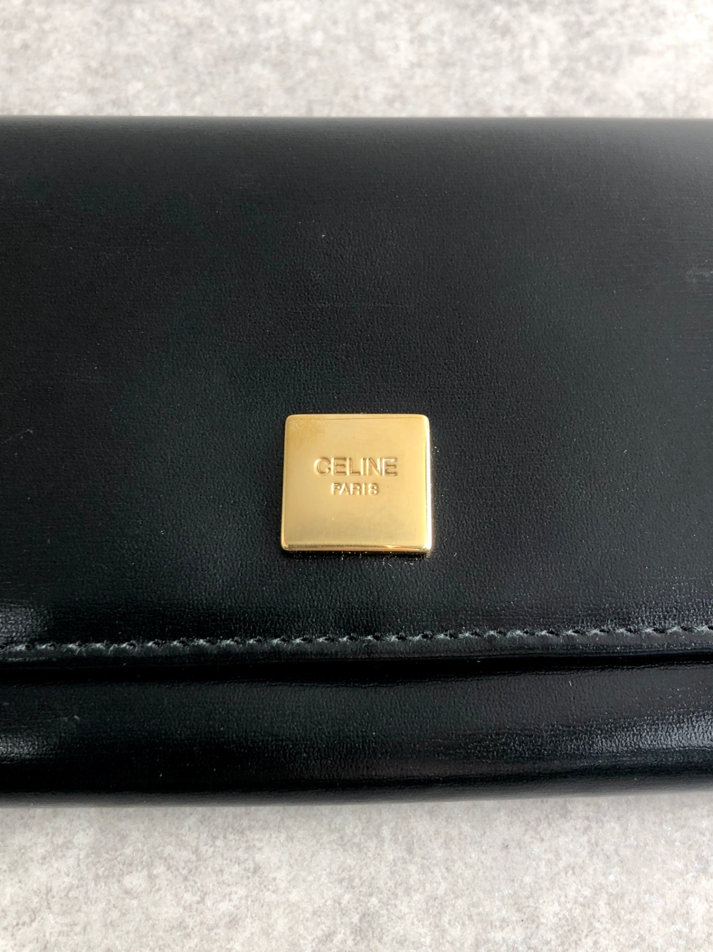 CELINE Logo Long Wallet Black Vintage gres6u
