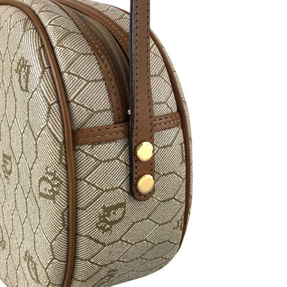 Christian Dior Honeycomb Pattern Round Shoulder bag Beige Vintage p7a3yt