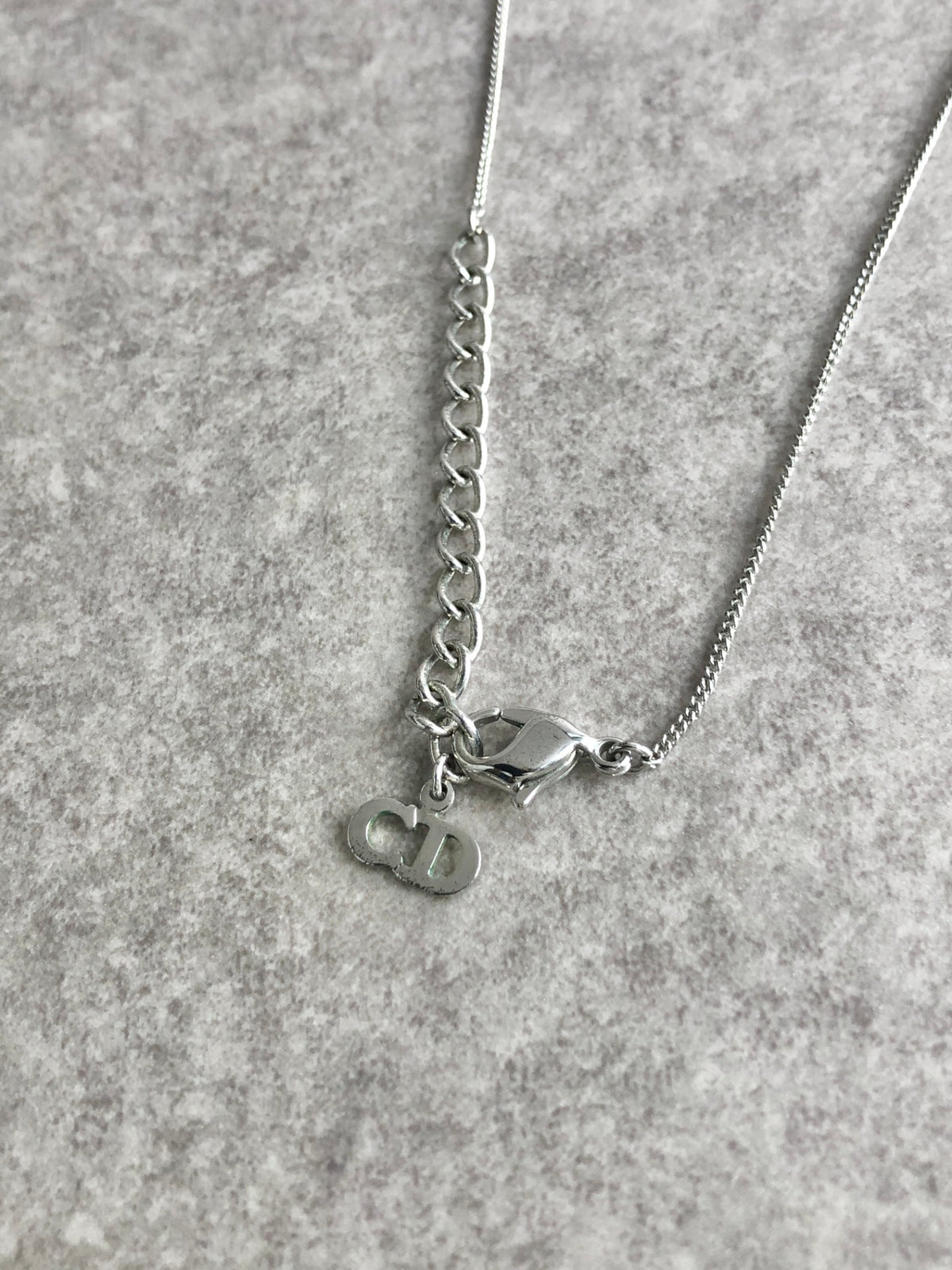 Christian Dior Logo Motif Necklace Silver Vintage 2fject