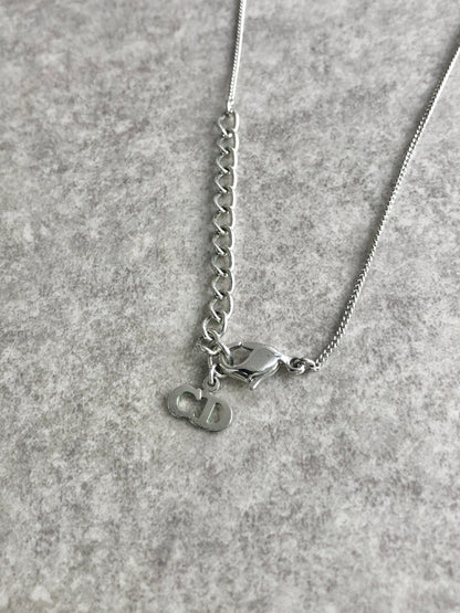 Christian Dior Logo Motif Necklace Silver Vintage 2fject