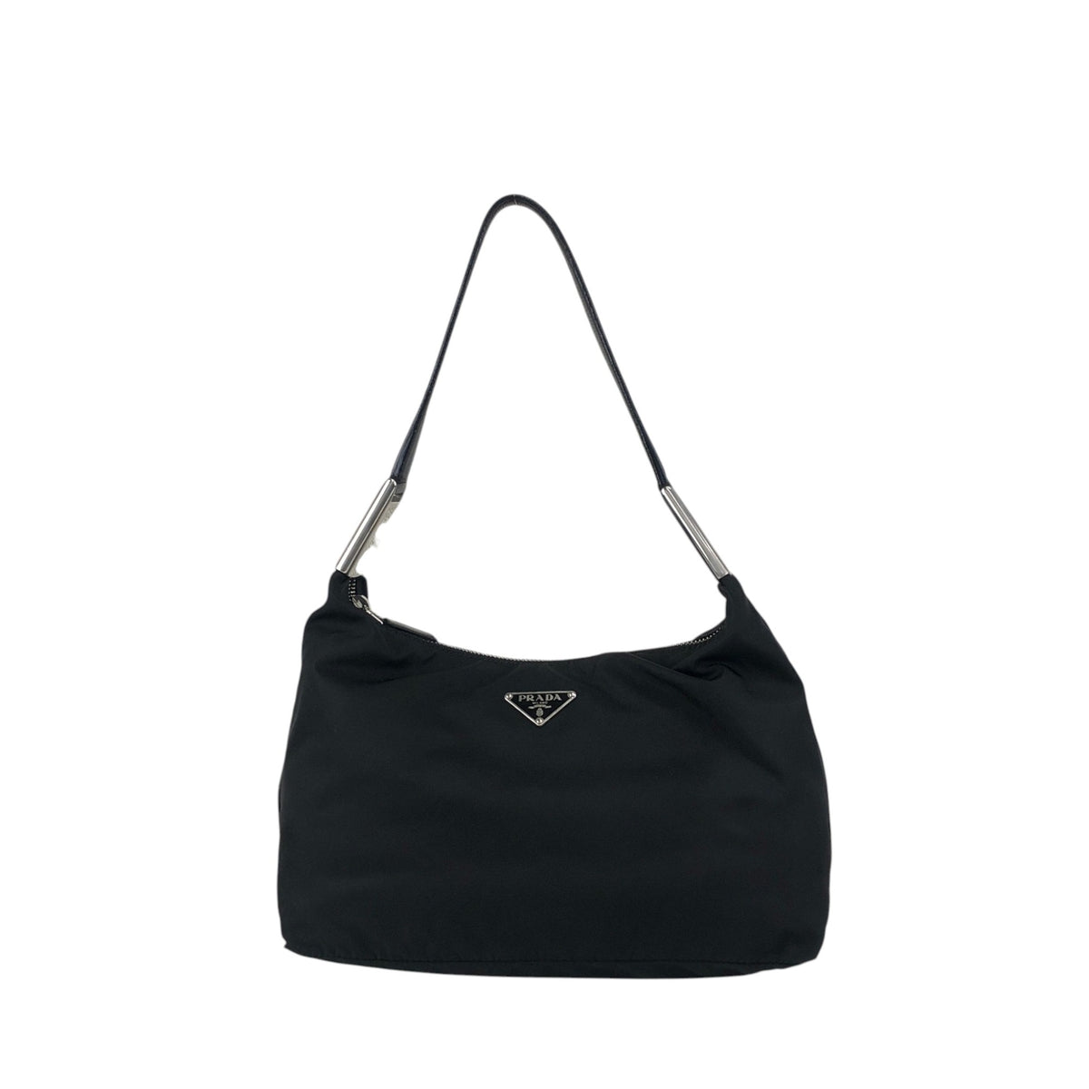 PRADA Tessuto Triangle Logo Shoulder bag Black Vintage 7c33nu