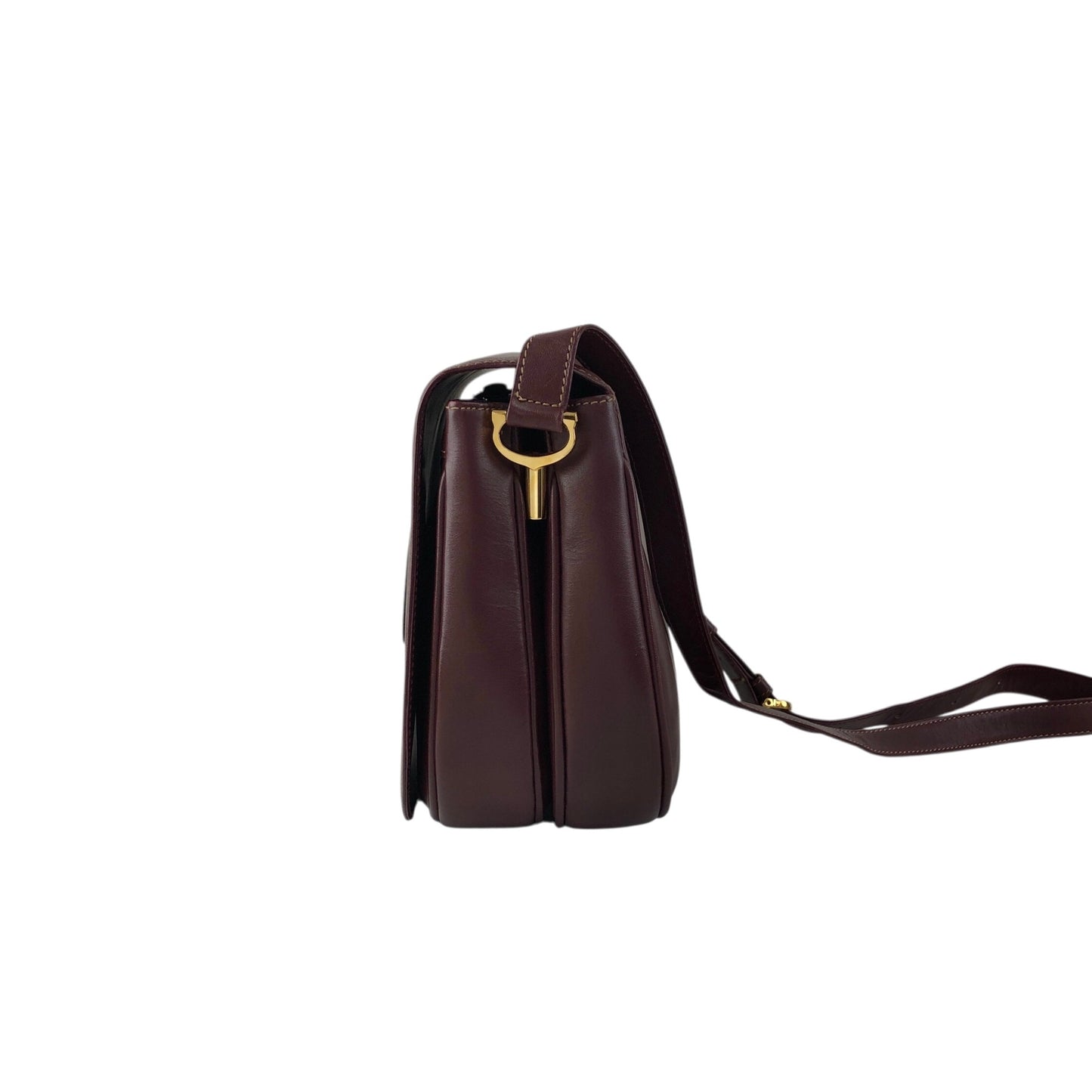 Cartier Logo Embossed Round Shoulder bag Bordeaux Vintage i6sky4