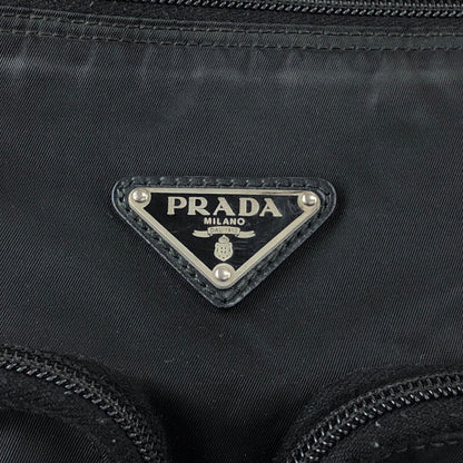 PRADA Tessuto Triangle Logo Double Pocket Shoulder bag Black Vintage se4edp