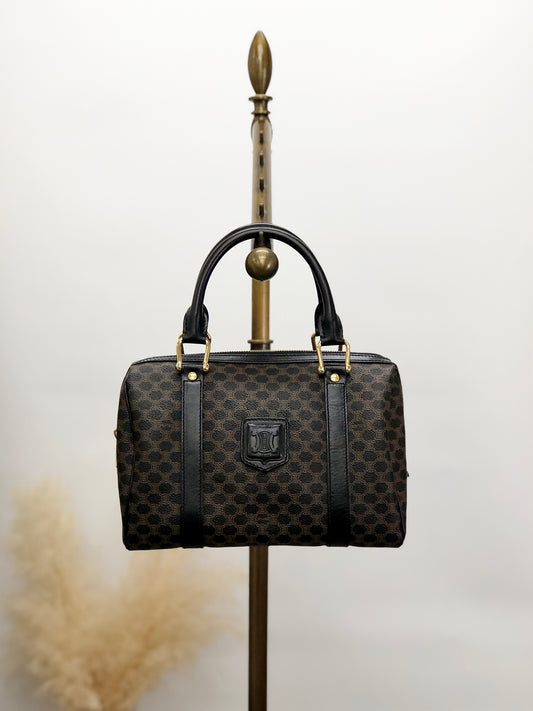 CELINE Macadam Blason Two-way Boston bag Shoulder bag Black Vintage u3fgiw