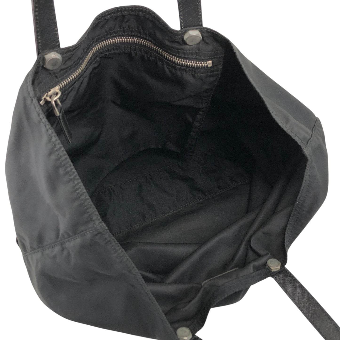 PRADA Tessuto Triangle Logo Handbag Totebag Black Vintage 7gtv72