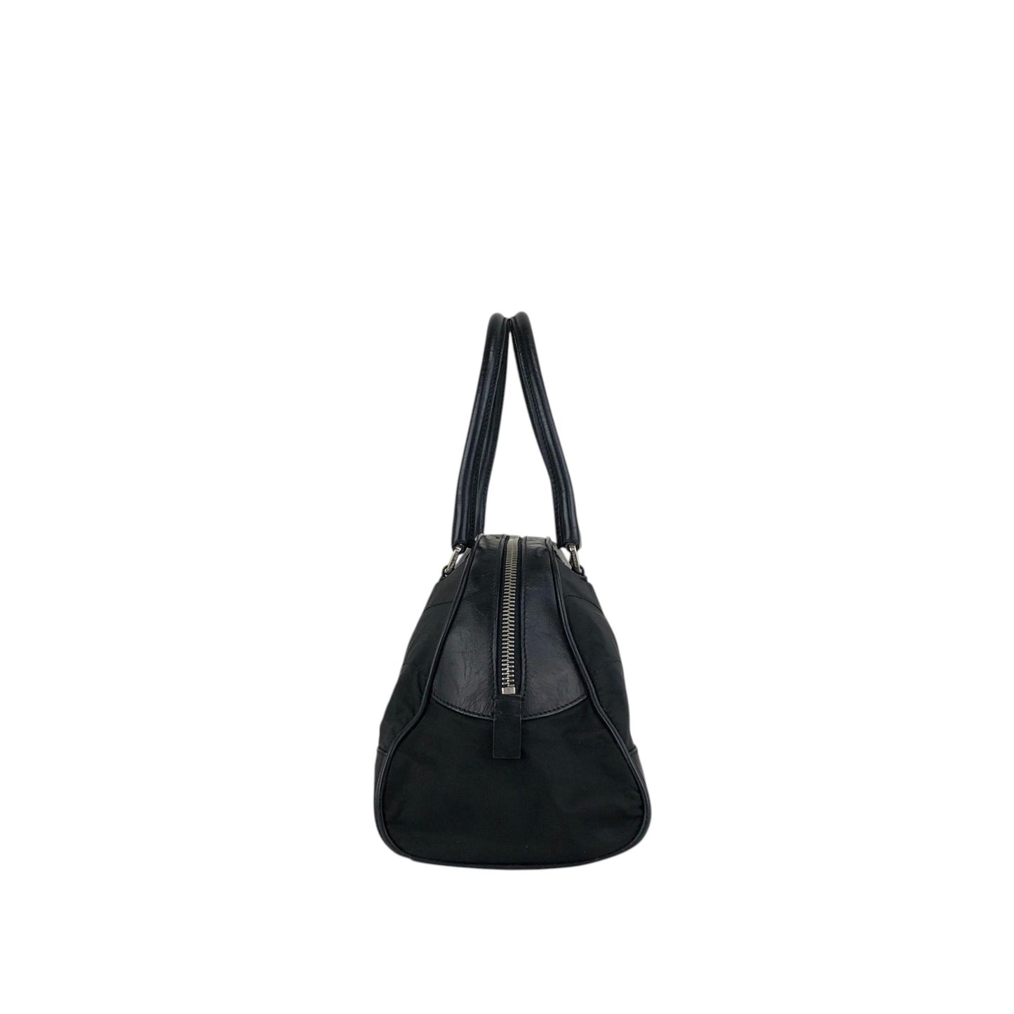 PRADA Triangle Logo Handbag Boston bag Black Vintage mh4xag