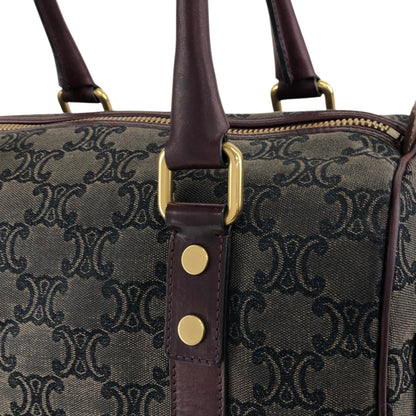 CELINE Blason Small Boston bag Handbag Gray Bordeaux Vintage iksjrc