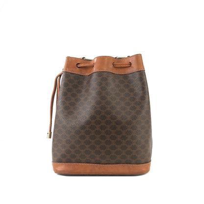 CELINE Macadam Leather Drawstring Small Shoulder bag Brown Vintage v3kt7s