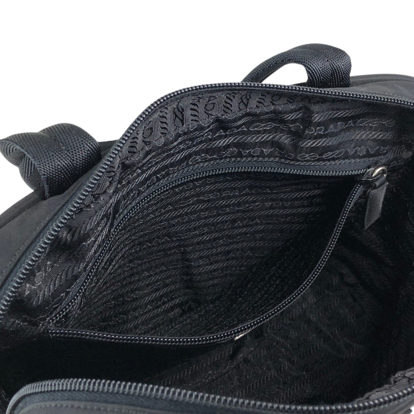 PRADA Tessuto Triangle Logo Padlock Handbag Black Vintage u7mkdg