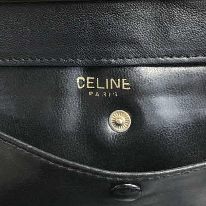 CELINE Blason Metal Clasp Chain Shoulder bag Black Vintage 7wahif