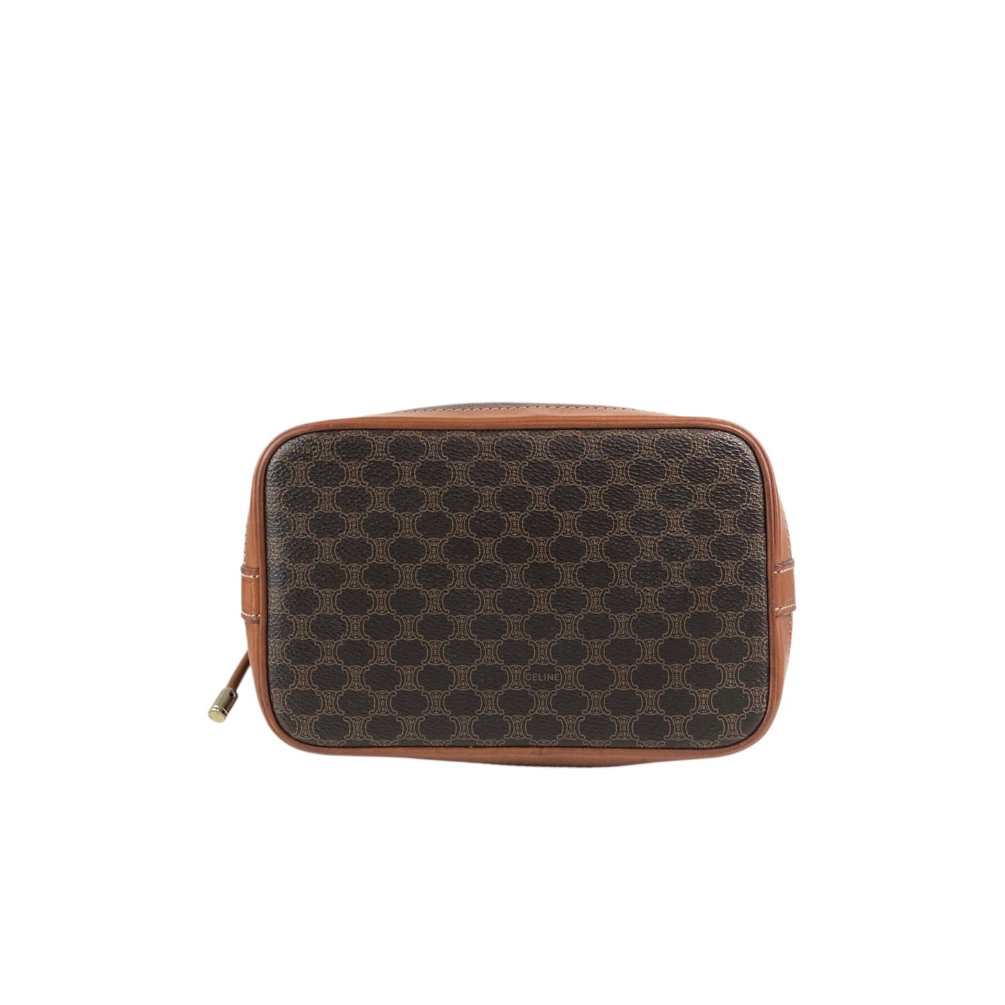 CELINE Macadam Drawstring Small Shoulder bag Brown Vintage kzhdhu