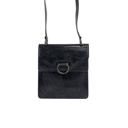CELINE Gancini Double Flap Shoulder bag Purple Vintage m53hi7