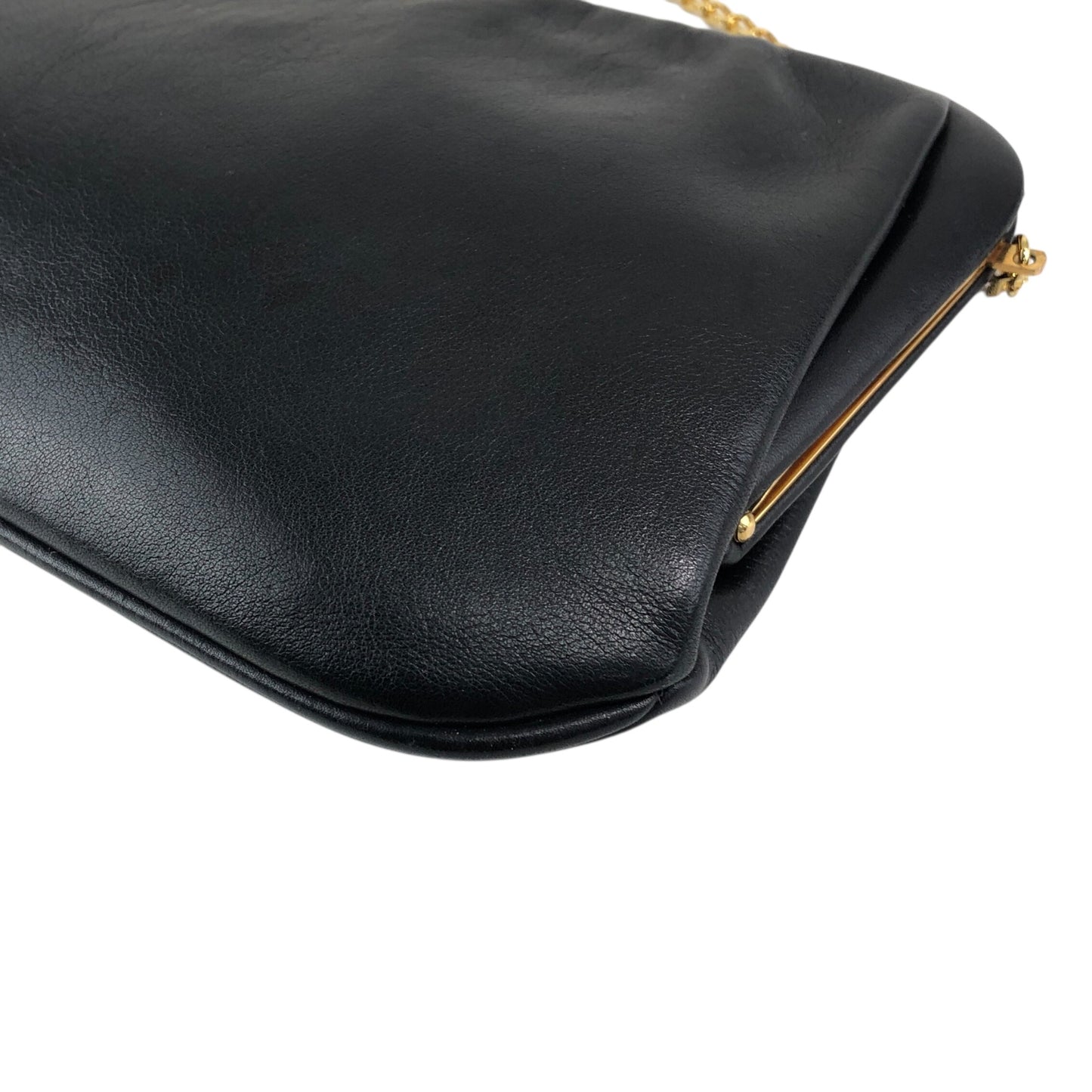 CELINE Blason Metal Clasp Chain Shoulder bag Black Vintage fsu5cp