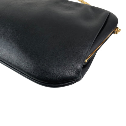 CELINE Blason Metal Clasp Chain Shoulder bag Black Vintage fsu5cp