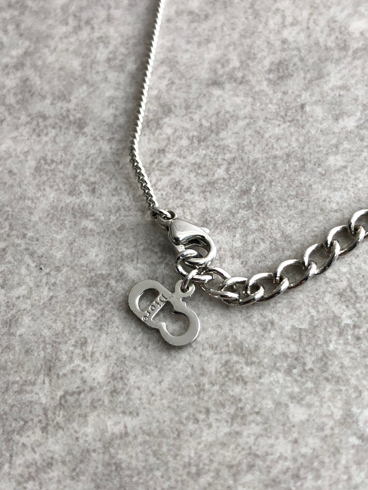 Christian Dior Logo Motif Necklace Silver Vintage fpadj8