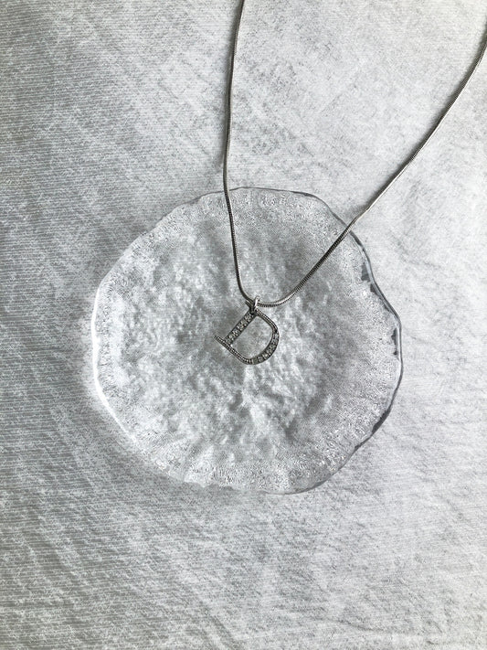 Christian Dior Logo Stone Necklace Silver Vintage y5kgpi
