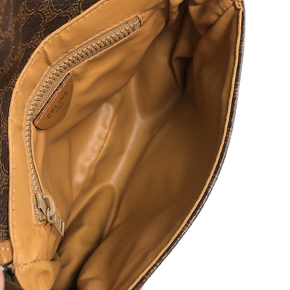 CELINE Macadam Blason Front Buckle Shoulder bag Brown Vintage se34ta