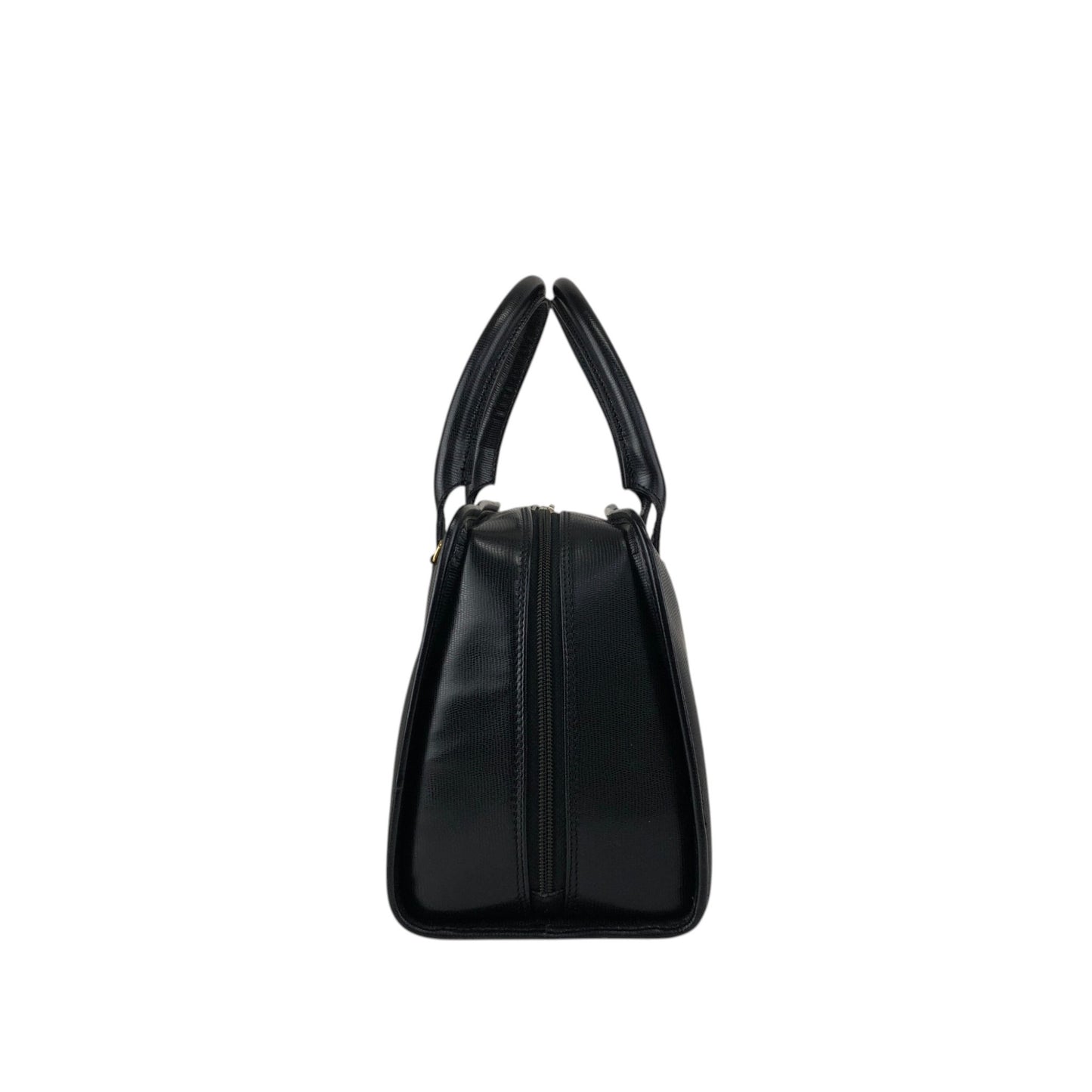 CELINE Circle Logo Handbag Boston bag Black Vintage sb46fs