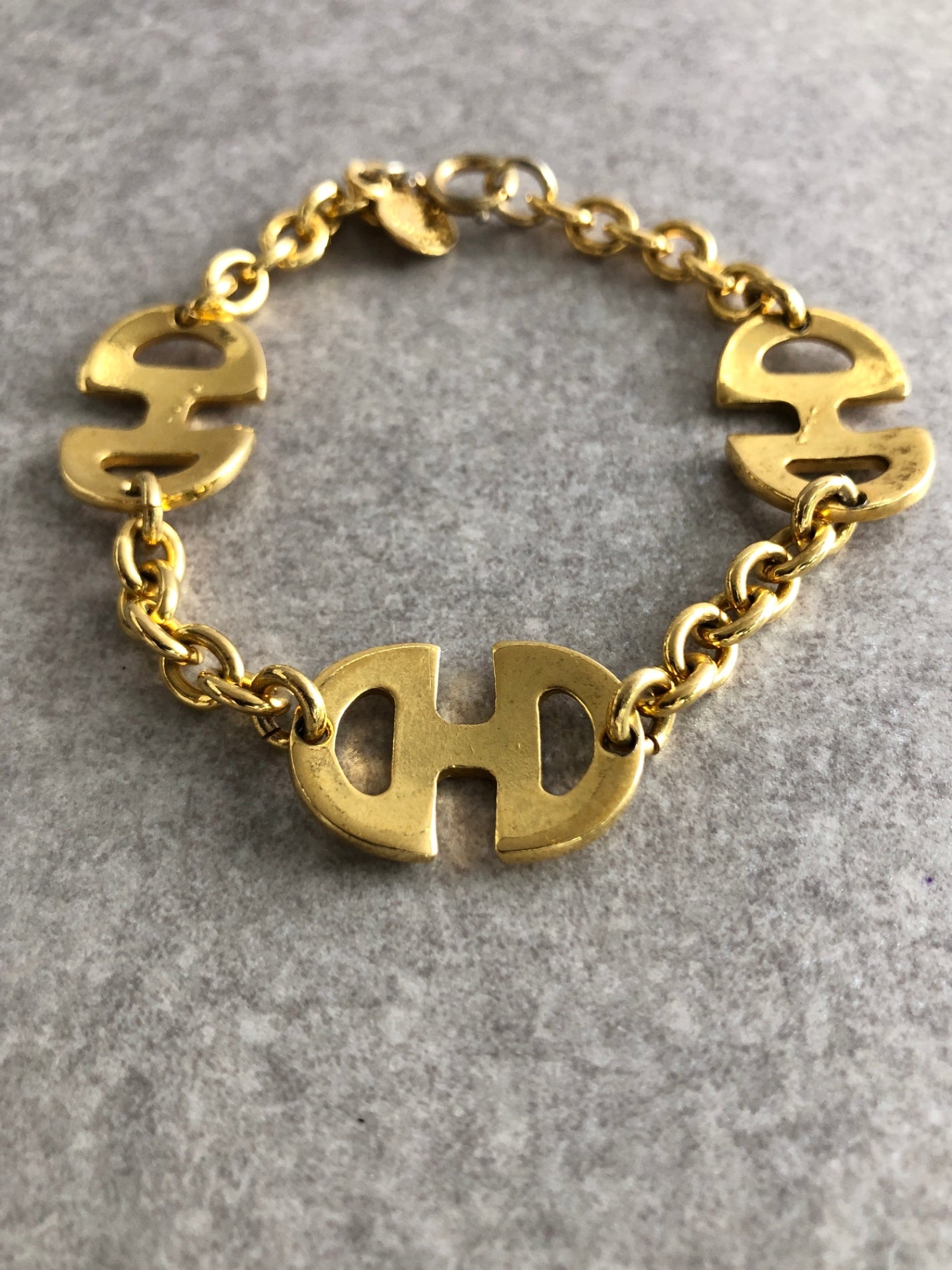 CELINE Horse Bit Bracelet Gold Vintage 2h688g