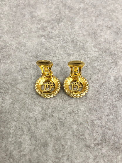 Christian Dior CD Logo Earrings Gold Vintage xxhu63