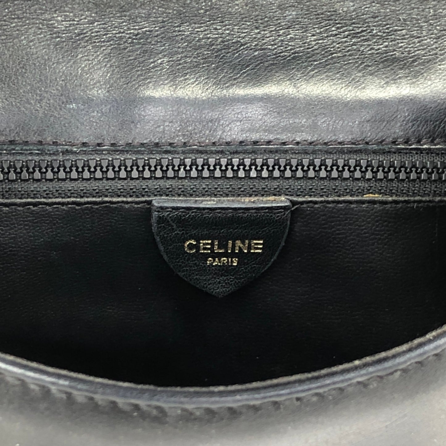 CELINE Triomphe Blason Chain Shoulder bag Black Vintage yfpji2