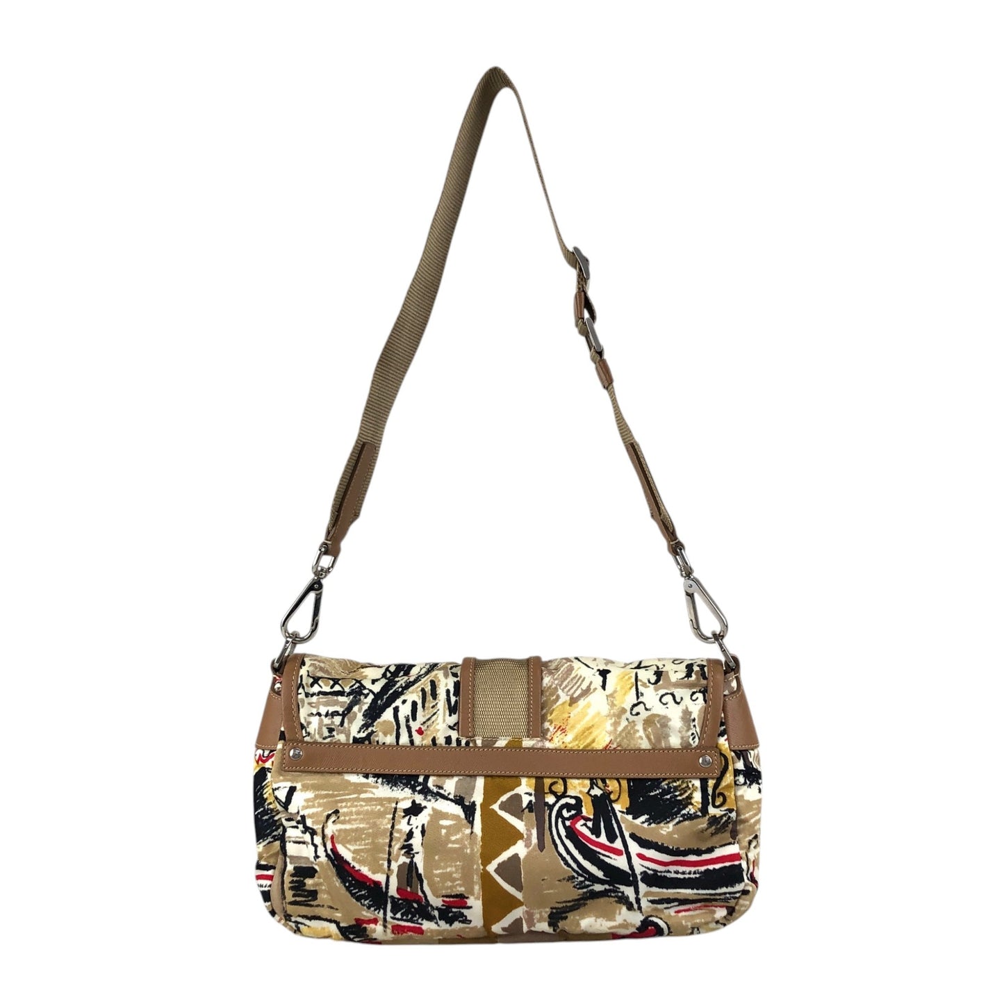 PRADA Front Buckle Shoulder bag White×Brown Vintage z5zzj2